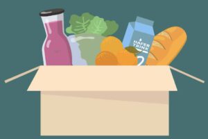 Basket with vegan-groceries